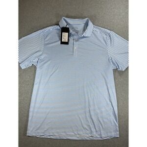 Meripex Apparel Mens Performance Polo Shirt 2XL Blue White Striped NWT 1629